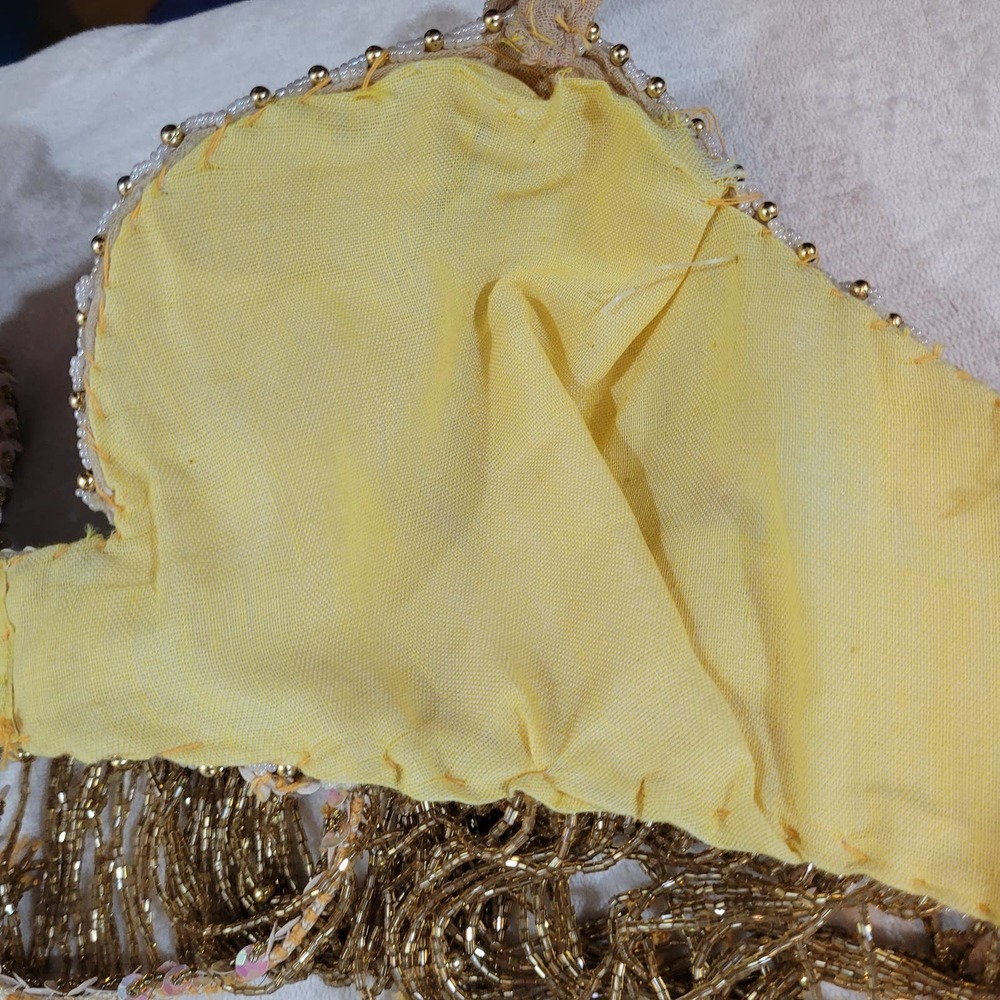 Vintage Gold / Cream Fringe Showgirl Set - Picture 8 of 12
